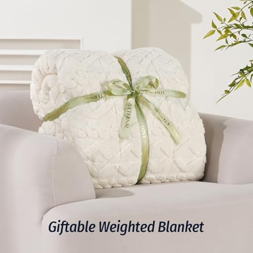 Wemore Weighted Blanket for Adults Twin Size 15 lbs 48" x 72" Cream