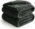BEDELITE Ribbed King Size Blanket for Bed, Charcoal Grey, 108"x90"