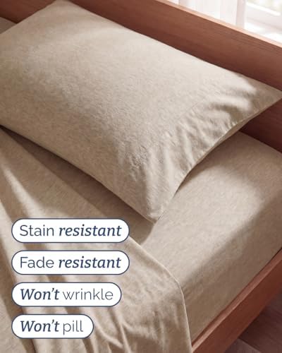 Twin Size 3 Piece Sheet Set - Breathable & Cooling Sheets - Heathered
