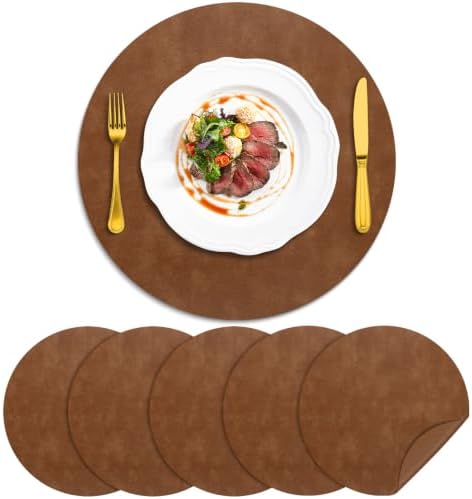 ADRIMER Faux Leather Placemats Set of 6, Heat Resistant 13"x13"