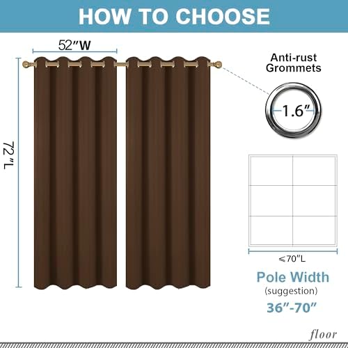 Diraysid Chocolate Brown Grommet Blackout Curtains for Bedroom Thermal