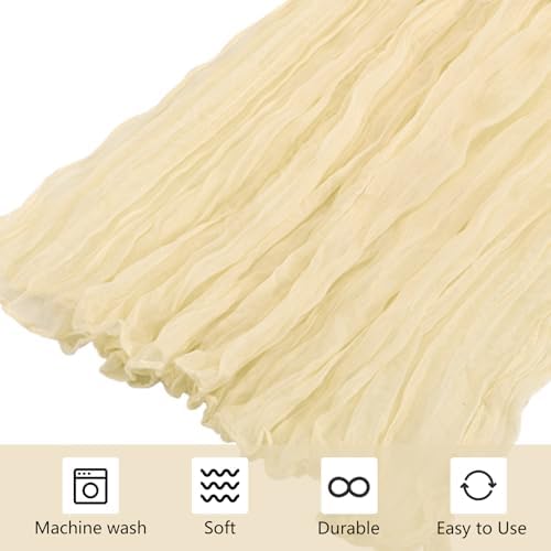 6 Pack Cheesecloth Table Runner 20 x 120 Inch Lvory Boho Gauze Cheese