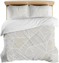 3 Pieces Bedding Set King Size, Abstract Beige Cream Soft Duvet Covers