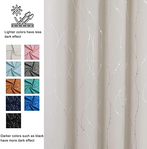 SMILE WEAVER Cream Blackout Curtains 108 Inches Long for Living