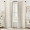 Linen Blackout Curtains 92 Inch Long for Living Room, Oatmeal