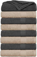 8-Piece Beige and Gray Shade Elegant Cotton Bath Towels 12 in. L