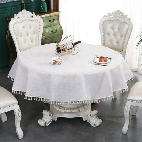 Round Tablecloth Water Resistant Beige Grey Table Cloths 70.8 Inch