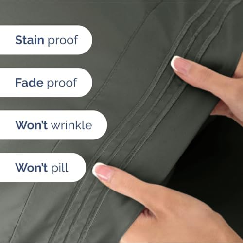 King Sheets Set, 4 Pieces 16" Deep Pocket Hotel Luxury, Dark Slate