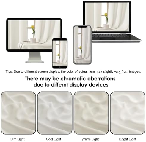 OWENIE Bob Ivory Linen Curtains 63 Inch Length 2 Panels Set for Living