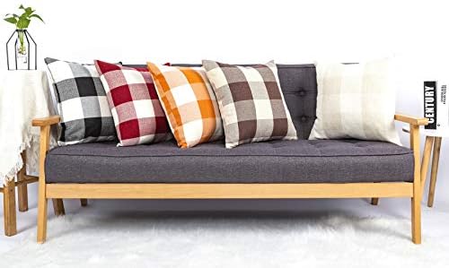Fall Buffalo Plaid Throw Pillow Covers 12x20 Black and White Set of 2