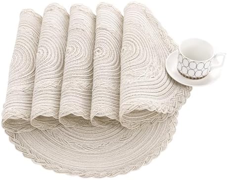 SHACOS 15 inch Round Braided Placemats Set of 12 for Dining Table