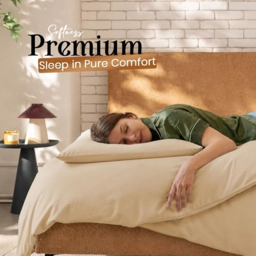 Beige Queen Duvet Cover Set, Zipper Closure, 2 Pillowcases