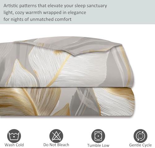 Duvet Cover Set Simple Plant Based Banana Leaf - Grey Soft Microfiber