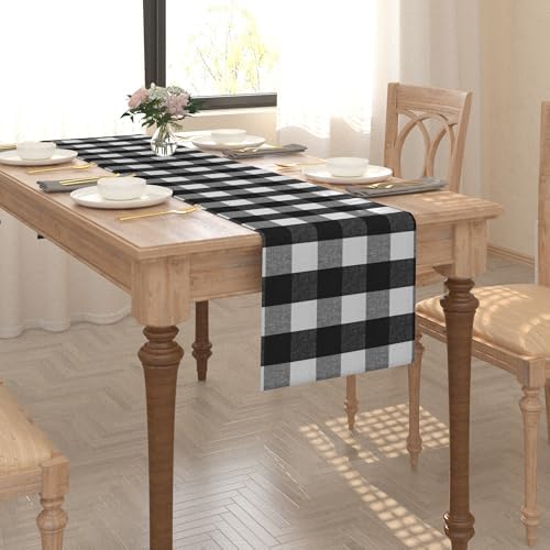 100% Cotton Black & White 2 Piece Fabric in 1 Buffalo Check Farmhouse