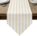 Table Runner 108 Inches Long, Beige Striped Table Runners for Dining