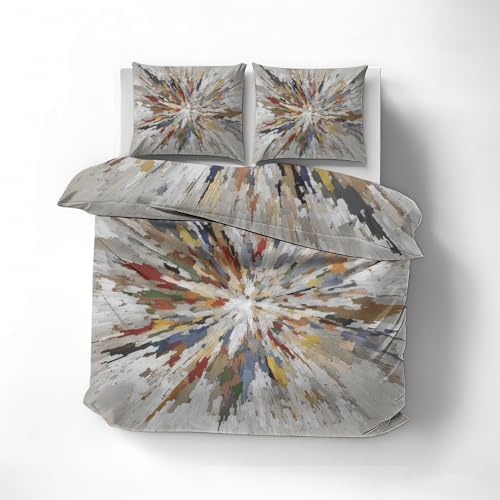 Abstract Duvet Cover Queen, Colorful Bedding Set, Modern Art Comforter