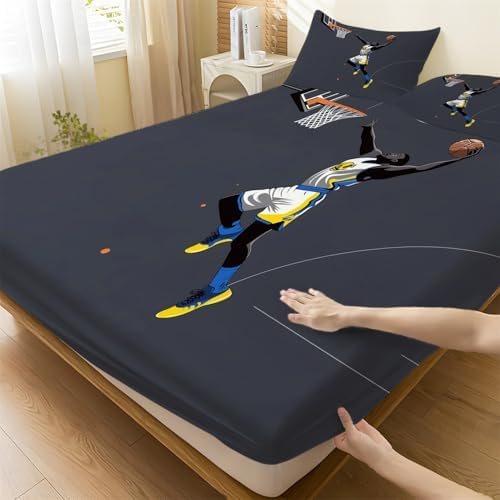 Ultra Soft Twin XL Fitted Sheet - Gray Player Dunks 4 Piece Bedding