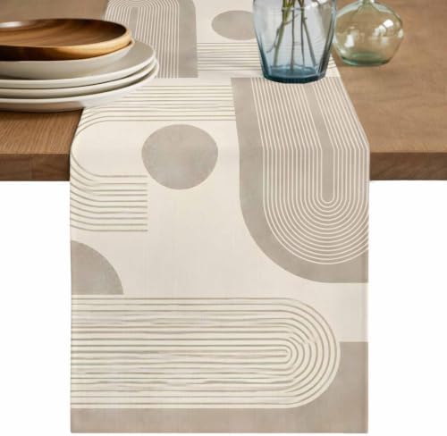 Boho Geometric Table Runner 72 Inches Long, Vintage Traditional