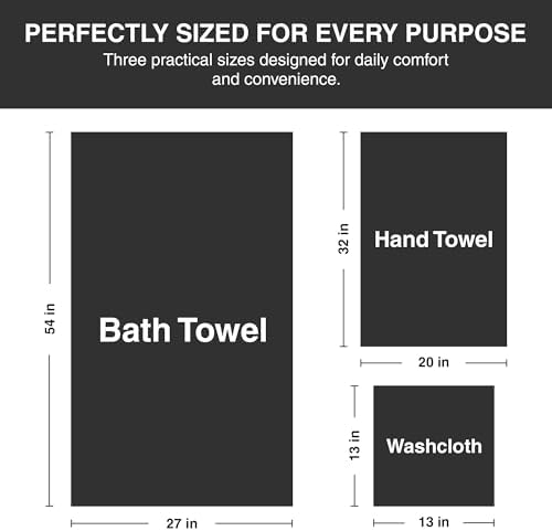 6 Piece Towel Sets for Bathroom - Includes 2 Bath Towels, 2 Hand