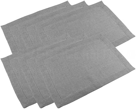 CleverDelights 14" x 20" Slate Gray Hemstitched Placemats - 12 Pack
