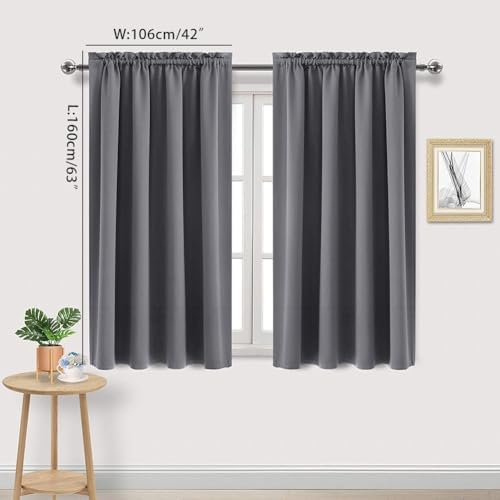 Blackout Curtains 63 inches Long for Living Room, Room Darkening