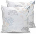 20x20 Pillow Covers Set of 2, Blue Pink Coral Coastal Throw Pillow