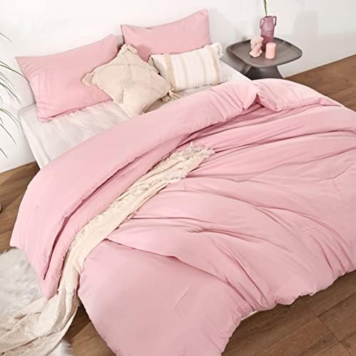 ROSGONIA Pink California King Comforter Set, 3pcs Oversized Boho