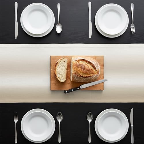 Cream Ombre Table Runner 72 Inch Long Dresser Scarves Linen