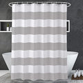 AmazerBath Grey and White Shower Curtain Fabric, Striped Shower