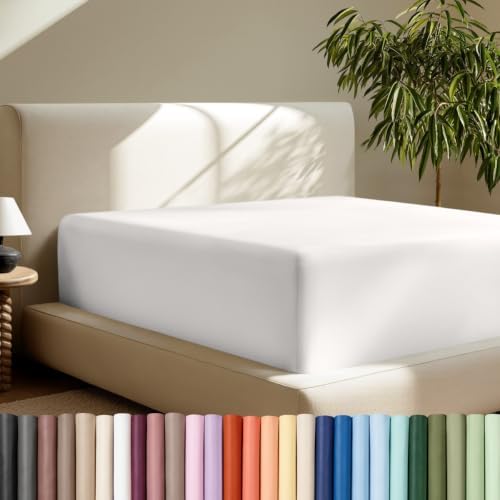 Bare Home Deep Pocket Fitted Sheet (Queen - 22" Pocket, Antique White)