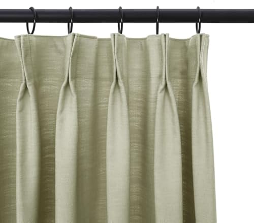 Pinch Pleated Cotton Linen Curtains 96 Inches Long, 2 Panels