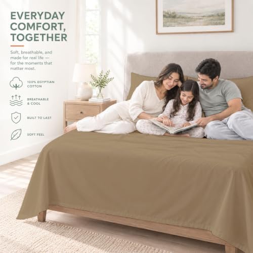Full XL Sheet Set, 4-Piece 16" Deep Pocket, Egyptian Cotton, Taupe