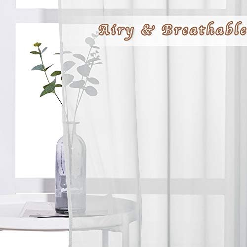 NICETOWN Sheer Curtains 63 Long - Ring Top Solid Voile Window