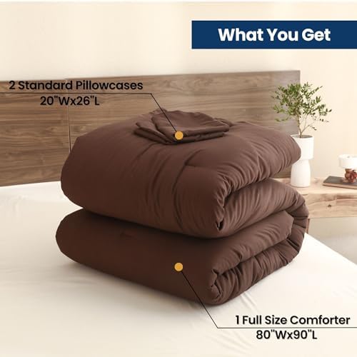 Paxrac Earthy Brown Comforter Full Size, Neutral 3 Pieces Comforter