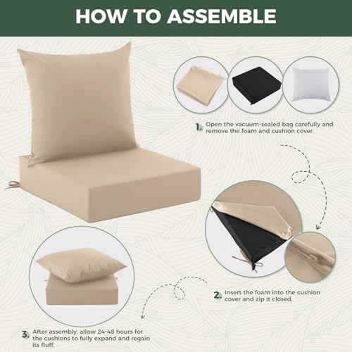 Outdoor Chair Cushions, Waterproof & Fade Resistant Patio Cushions
