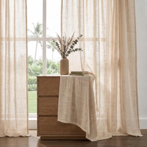 D'Moksha Homes Faux Linen Curtain Beige and Cream Curtain 63 Inches