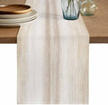 Khaki Table Runner 72 inches Long Abstract Light Beige Ombre Linen