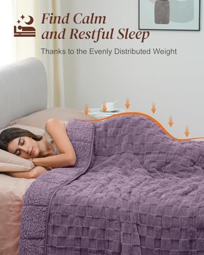 Kivik 20lbs Weighted Blanket for Adults, Checkered Fleece & Sherpa