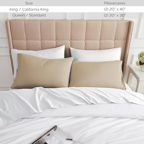 2-Piece Queen Size Pillow Cases 20x30 Pleated Brushed Microfiber