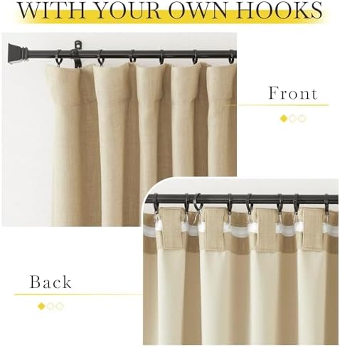 NICETOWN Faux Linen Room Darkening Thermal Curtains 84 inches Long