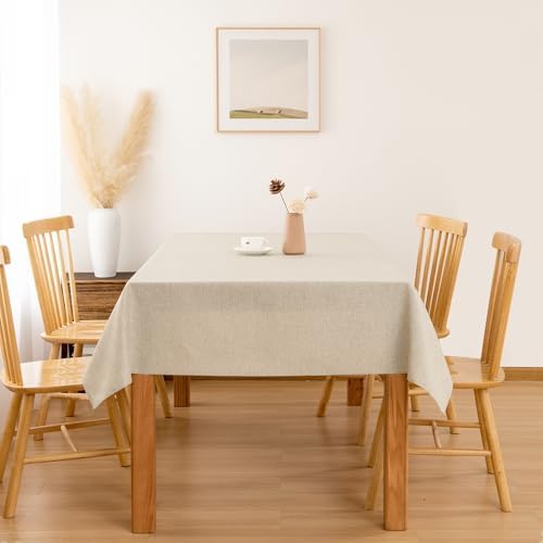 Hiasan Beige Faux Linen Rectangle Tablecloth 54 x 108 Inch for Dining