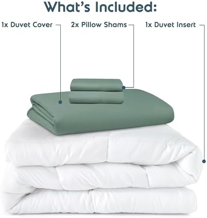 Nestl California King Duvet Cover Set with Comforter Insert - Sage