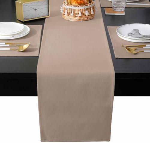 Beige Solid Color Placemats Set of 6 with 90 Inches Long Table