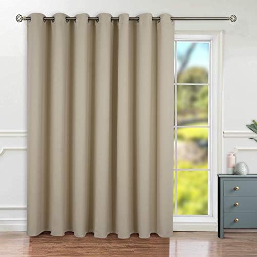 BGment Beige Sliding Door Curtain 108 Inch Long - Wide Room Darkening