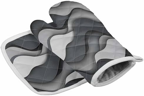 Quilted Cotton Terry Cloth Oven Mitt, Pot Holder Grey Black Gradient