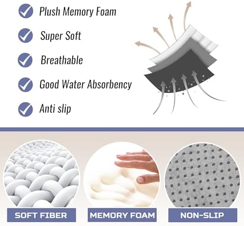 2-Piece Memory Foam Bathroom Rug Set, Non-Slip - Charcoal