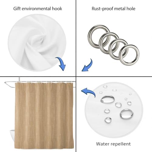 Sand Beige Shower Curtain, Waterproof Shower Curtains for Bathroom