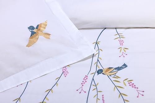 SUPERIOR Spring Embroidered Duvet Cover Set, Long-Staple Cotton
