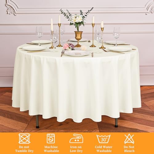 Pesonlook 12 Pack Ivory Round Tablecloth 90 Inch Circular Tablecloth