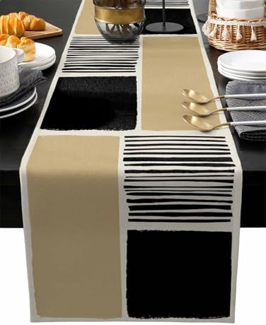 Beige Table Runner Cotton Linen 120 Inch Holiday Dresser Scarves